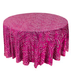 Sequin Mesh 120" Round Tablecloth Fuchsia/Silver - Seamless Wave Embroidered Table Cover - Bell Racket Store
