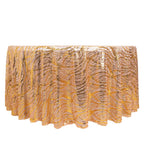 Sequin Mesh 120" Round Tablecloth Rose Gold/Gold - Seamless Wave Embroidered Table Cover - Bell Racket Store