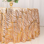Sequin Mesh 120" Round Tablecloth Rose Gold/Gold - Seamless Wave Embroidered Table Cover - Bell Racket Store