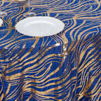 Sequin Mesh 120" Round Tablecloth Royal Blue/Gold - Seamless Wave Embroidered Table Cover - Bell Racket Store