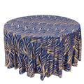 Sequin Mesh 120" Round Tablecloth Royal Blue/Gold - Seamless Wave Embroidered Table Cover - Bell Racket Store