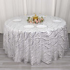 Sequin Mesh 120" Round Tablecloth Silver - Seamless Wave Embroidered Table Cover - Bell Racket Store