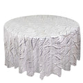 Sequin Mesh 120" Round Tablecloth Silver - Seamless Wave Embroidered Table Cover - Bell Racket Store