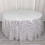 Sequin Mesh 120" Round Tablecloth Silver - Seamless Wave Embroidered Table Cover - Bell Racket Store