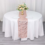 Sequin Mesh 12"x108" Table Runner Blush Stylish Wave Embroidery - Bell Racket Store