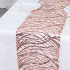 Sequin Mesh 12"x108" Table Runner Blush Stylish Wave Embroidery - Bell Racket Store