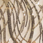 Sequin Mesh 12"x108" Table Runner Champagne Stylish Wave Embroidery - Bell Racket Store