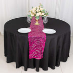 Sequin Mesh 12"x108" Table Runner Fuchsia Stylish Wave Embroidery - Bell Racket Store