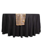 Sequin Mesh 12"x108" Table Runner Rose Gold/Gold Stylish Wave Embroidery - Bell Racket Store