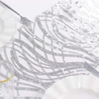 Sequin Mesh 12"x108" Table Runner Silver Stylish Wave Embroidery - Bell Racket Store