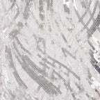 Sequin Mesh 12"x108" Table Runner Silver Stylish Wave Embroidery - Bell Racket Store