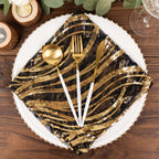 Sequin Mesh 20"x20" Napkin Black Gold - Wave Embroidered Reusable Napkin - Bell Racket Store