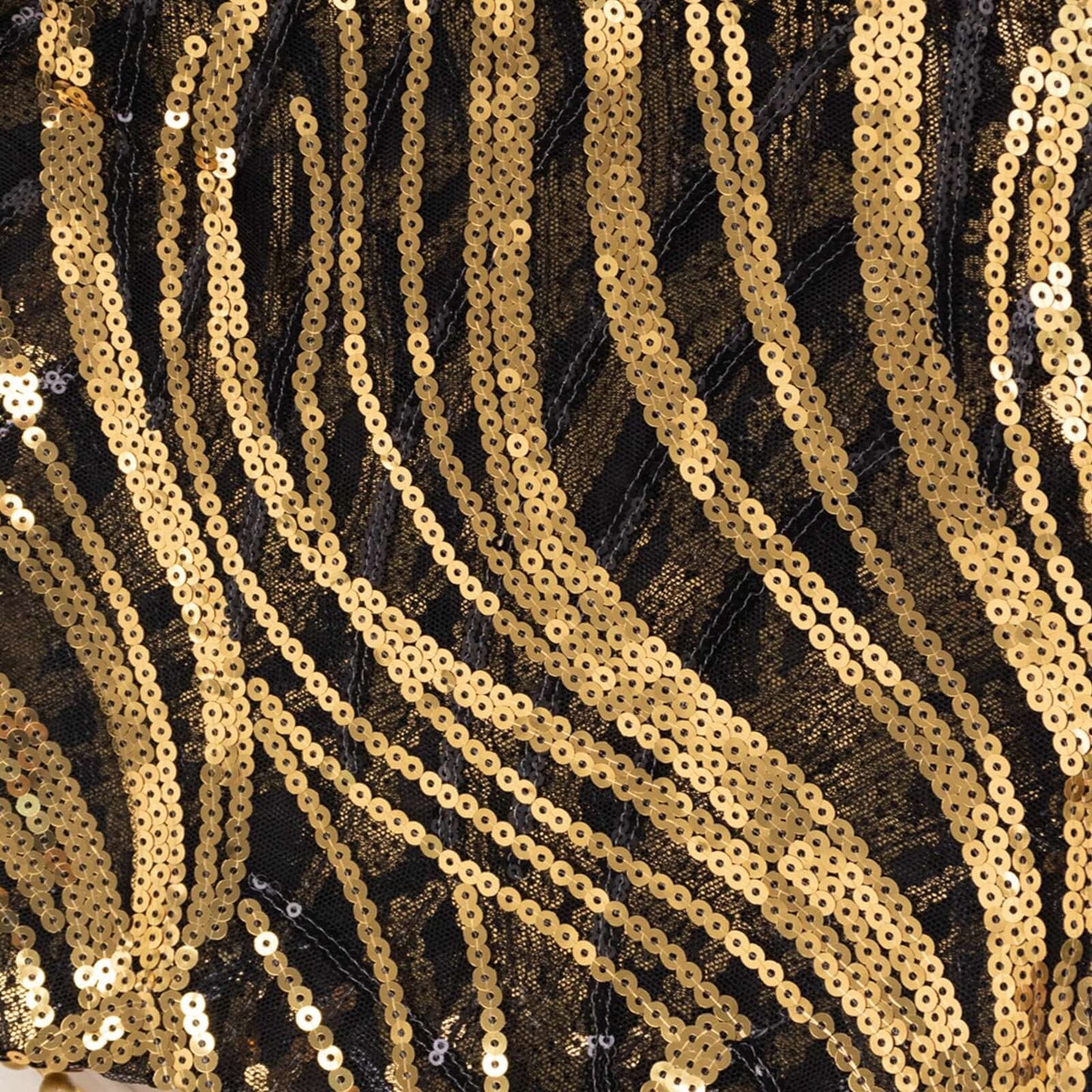 Sequin Mesh 20"x20" Napkin Black Gold - Wave Embroidered Reusable Napkin - Bell Racket Store