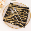 Sequin Mesh 20"x20" Napkin Black Gold - Wave Embroidered Reusable Napkin - Bell Racket Store