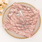 Sequin Mesh 20"x20" Napkin Blush - Wave Embroidered Reusable Napkin - Bell Racket Store