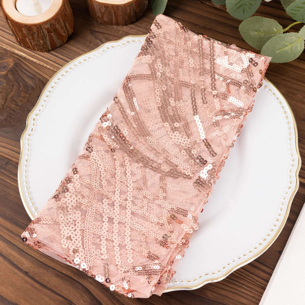 Sequin Mesh 20"x20" Napkin Blush - Wave Embroidered Reusable Napkin - Bell Racket Store