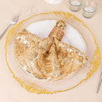 Sequin Mesh 20"x20" Napkin Champagne - Wave Embroidered Reusable Napkin - Bell Racket Store