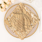 Sequin Mesh 20"x20" Napkin Champagne - Wave Embroidered Reusable Napkin - Bell Racket Store