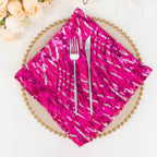 Sequin Mesh 20"x20" Napkin Fuchsia Silver - Wave Embroidered Reusable Napkin - Bell Racket Store