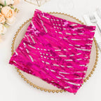 Sequin Mesh 20"x20" Napkin Fuchsia Silver - Wave Embroidered Reusable Napkin - Bell Racket Store