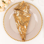 Sequin Mesh 20"x20" Napkin Gold - Wave Embroidered Reusable Cloth Napkin for Glitzy Table Settings - Bell Racket Store