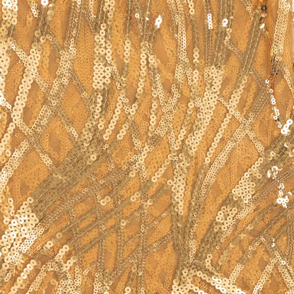 Sequin Mesh 20"x20" Napkin Gold - Wave Embroidered Reusable Cloth Napkin for Glitzy Table Settings - Bell Racket Store