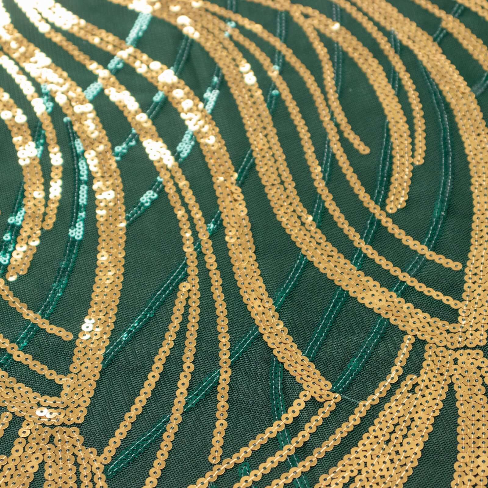 Sequin Mesh 20"x20" Napkin Hunter Emerald Green Gold - Wave Embroidered Reusable Napkin - Bell Racket Store