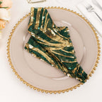 Sequin Mesh 20"x20" Napkin Hunter Emerald Green Gold - Wave Embroidered Reusable Napkin - Bell Racket Store