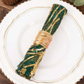 Sequin Mesh 20"x20" Napkin Hunter Emerald Green Gold - Wave Embroidered Reusable Napkin - Bell Racket Store