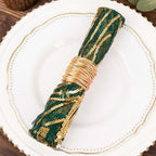 Sequin Mesh 20"x20" Napkin Hunter Emerald Green Gold - Wave Embroidered Reusable Napkin - Bell Racket Store