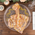 Sequin Mesh 20"x20" Napkin Rose Gold - Wave Embroidered Reusable Napkin - Bell Racket Store