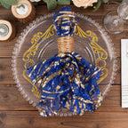 Sequin Mesh 20"x20" Napkin Royal Blue Gold - Wave Embroidered Reusable Napkin - Bell Racket Store