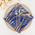 Sequin Mesh 20"x20" Napkin Royal Blue Gold - Wave Embroidered Reusable Napkin - Bell Racket Store