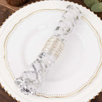 Sequin Mesh 20"x20" Napkin SIlver - Wave Embroidered Reusable Napkin - Bell Racket Store