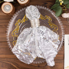 Sequin Mesh 20"x20" Napkin SIlver - Wave Embroidered Reusable Napkin - Bell Racket Store
