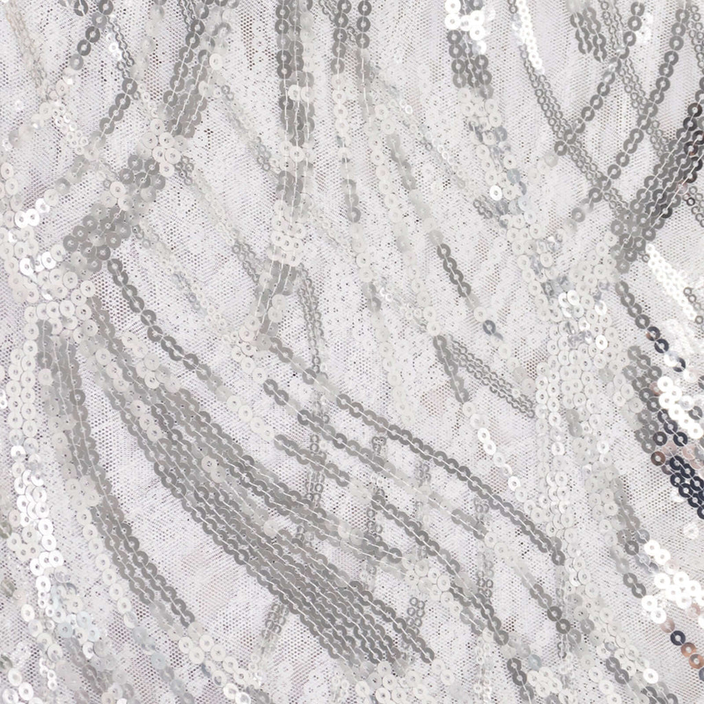 Sequin Mesh 20"x20" Napkin SIlver - Wave Embroidered Reusable Napkin - Bell Racket Store