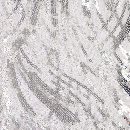 Sequin Mesh 20"x20" Napkin SIlver - Wave Embroidered Reusable Napkin - Bell Racket Store