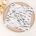 Sequin Mesh 20"x20" Napkin White Black - Wave Embroidered Reusable Napkin - Bell Racket Store