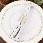 Sequin Mesh 20"x20" Napkin White Black - Wave Embroidered Reusable Napkin - Bell Racket Store