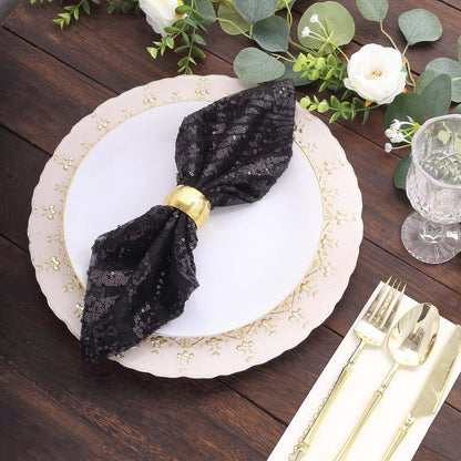 Sequin Napkins 20"x20" Black - Diamond Pattern Reusable Napkin - Bell Racket Store