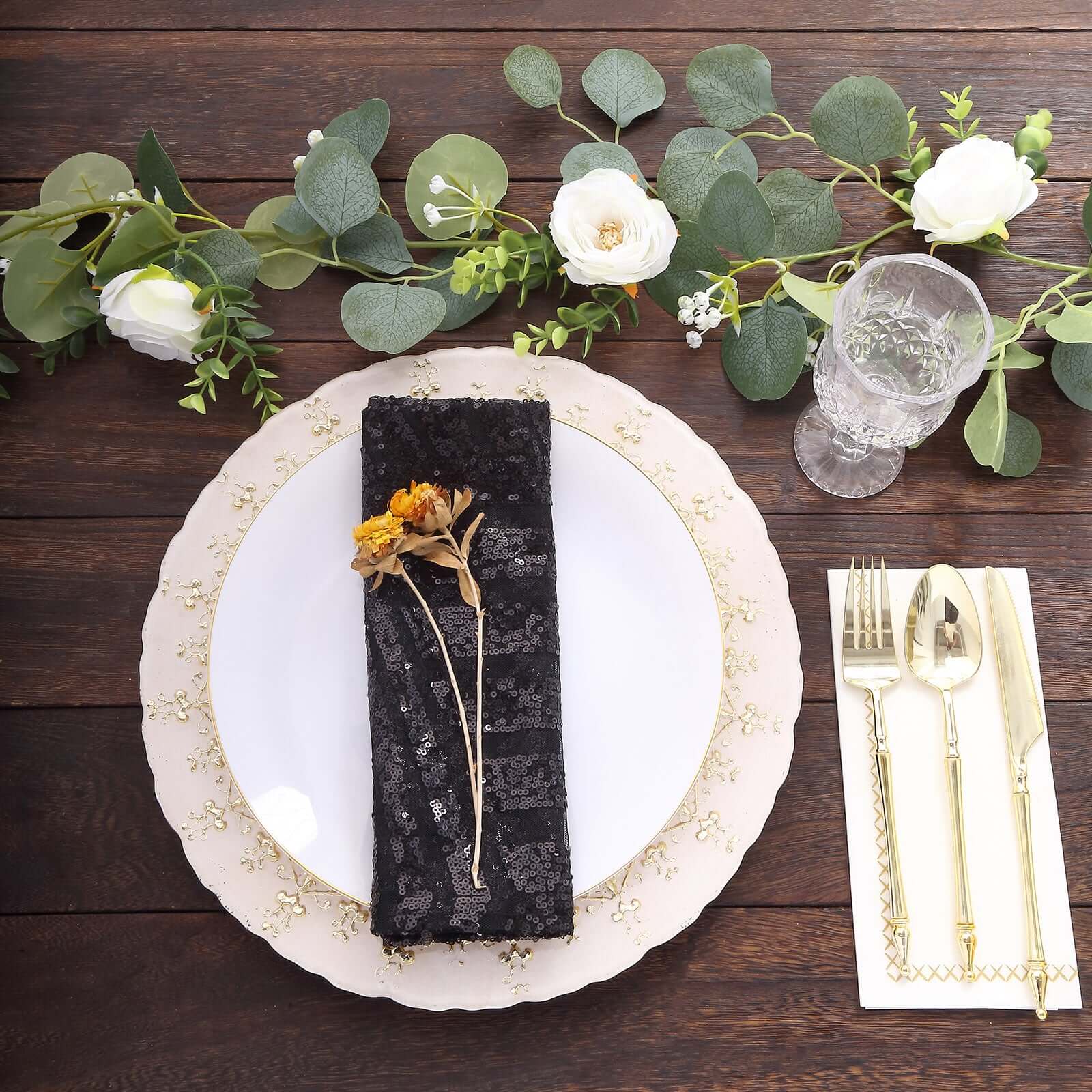 Sequin Napkins 20"x20" Black - Diamond Pattern Reusable Napkin - Bell Racket Store