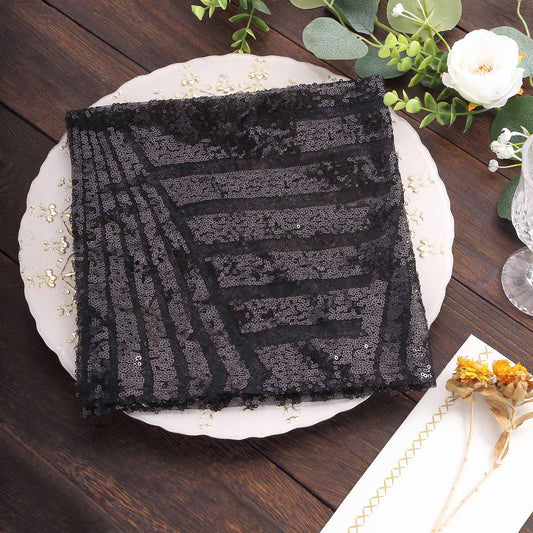 Sequin Napkins 20"x20" Black - Diamond Pattern Reusable Napkin - Bell Racket Store