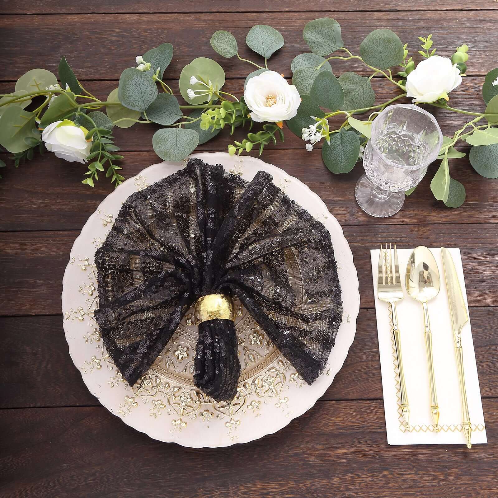 Sequin Napkins 20"x20" Black - Diamond Pattern Reusable Napkin - Bell Racket Store