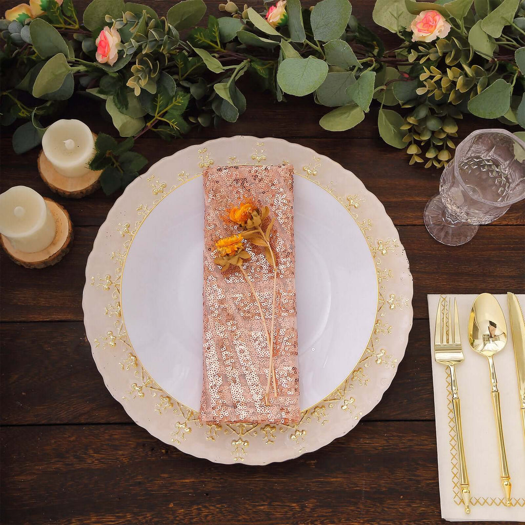 Sequin Napkins 20"x20" Blush - Diamond Pattern Reusable Napkin - Bell Racket Store