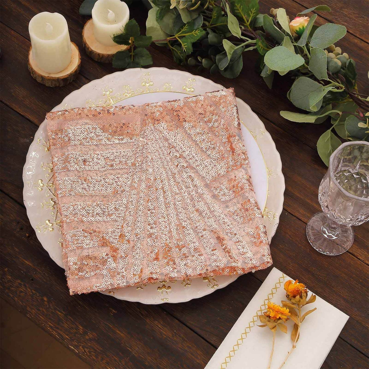 Sequin Napkins 20"x20" Blush - Diamond Pattern Reusable Napkin - Bell Racket Store
