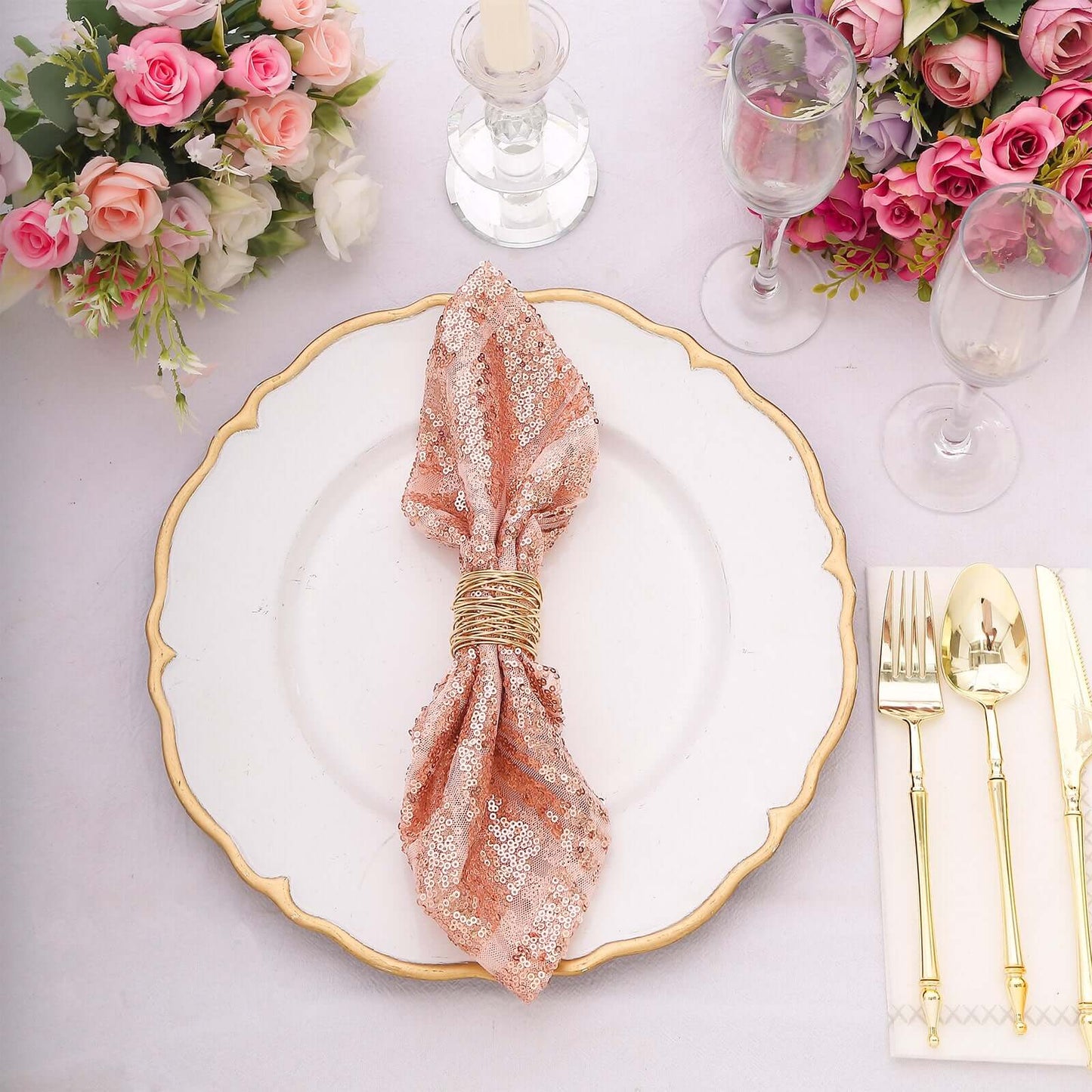 Sequin Napkins 20"x20" Blush - Diamond Pattern Reusable Napkin - Bell Racket Store