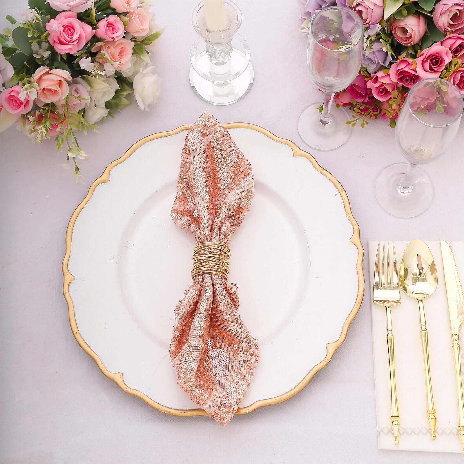 Sequin Napkins 20"x20" Blush - Diamond Pattern Reusable Napkin - Bell Racket Store