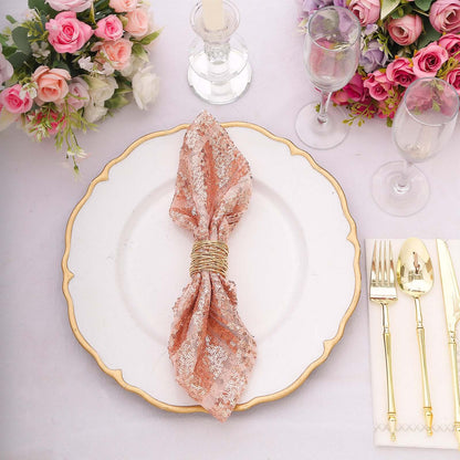 Sequin Napkins 20"x20" Blush - Diamond Pattern Reusable Napkin - Bell Racket Store