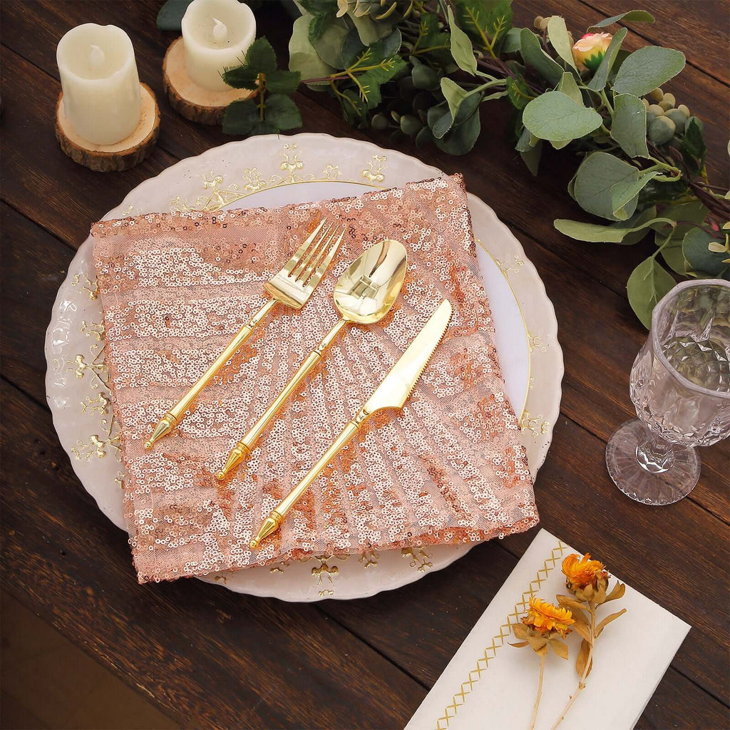 Sequin Napkins 20"x20" Blush - Diamond Pattern Reusable Napkin - Bell Racket Store