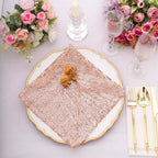 Sequin Napkins 20"x20" Blush - Diamond Pattern Reusable Napkin - Bell Racket Store